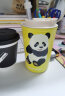CUP MYSTERY熊猫保温杯陶瓷覆层内胆咖啡杯桌面卡通创意保温保冷办公车载水杯 黄色 实拍图