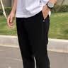 啄木鸟【两件装】冰丝裤男夏季休闲裤子男高弹速干宽松透气大码青年长裤 黑色直筒+灰色直筒 XL （建议105-120斤） 实拍图