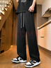 棉致休闲裤男港风潮流复古垂感加绒运动卫裤宽松系带百搭阔腿裤 实拍图