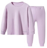 三枪中大童秋衣秋裤A类青少年抗菌女童圆领长袖纯棉内衣套 淡紫 150 实拍图
