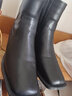美洋（MEIYANG）瘦瘦靴 暴走靴极简通勤百搭方头粗跟切尔西短靴新款时尚休闲女靴 黑色 38 实拍图