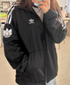 三叶草（Adidas）经典款 黑白 侧边三条纹 立领长袖 梭织 风衣 夹克 外套 男女 JL8396 M 实拍图