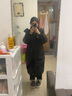 雪中飞女士羽绒服加厚长款过膝连帽秋冬新款纯色简约风休闲防寒保暖外套 黑色 S (160) 实拍图