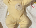 童泰婴儿连体衣秋冬季薄棉0-6月宝宝蝴蝶哈衣新生儿爬服家居服 黄色 52cm (建议0-2个月身高50-55cm) 实拍图