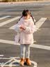 班喜迪女童外套秋装2026新款女宝宝加绒毛毛上衣秋季儿童加厚棉袄小童装 粉色 100 cm 实拍图