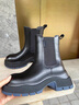 他她（TATA）海盐黑咖切尔西女靴休闲厚底加绒烟筒靴秋冬新款WJZ01DZ4 黑（鞋底蓝绒里-靴筒15.5cm） 39 实拍图
