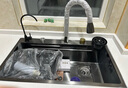 JOMOW九牧王洗菜盆5MM厚瀑布飞雨厨房水槽大单槽304不锈钢洗菜池 60*45cm枪灰色(飞雨瀑布) 抽拉飞雨套餐+台控下水+洗杯器+净水龙头 实拍图