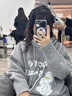 吉闲毛衣女2024秋冬新款国潮牌复古卡通雪人连帽学院慵懒风百搭针织衫 灰色 均码 实拍图