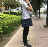 莫奈德品牌单肩包男尼龙布横款背包斜跨包多功能休闲男士帆布包 蓝色 实拍图