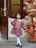 班喜迪女童连衣裙秋装新款洋气儿童针织公主裙宝宝周岁礼服秋冬开衫裙子 红色加绒 110 实拍图