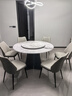 顾家家居意式轻奢大理石餐桌椅组合别墅饭桌别墅高档大圆桌PT7119 北冰洋原画-1.35M圆桌+可颂灰椅6 实拍图