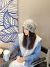 CACUSS堆堆帽子女春秋天大头围毛线帽显脸小包头冷帽保暖针织帽 浅灰 实拍图