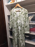 玖姿·安娜蔻印花收腰中长连衣裙女夏款轻薄碎花修身裙子 花纹绿 L 实拍图
