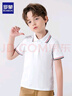 罗蒙男童短袖polo衫校园服饰春夏新款T恤女童班服 白色短袖POLO衫 140 实拍图