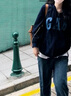 Gap男女装春秋LOGO美式复古连帽法式圈织软卫衣892186 海军蓝 170/92A(M)亚洲尺码 实拍图