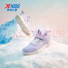 特步（XTEP）儿童童鞋男女童中大童户外革面加绒魔术贴搭带棉鞋 雪青紫 35码 实拍图