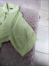 元乐申雪纺短袖衬衫女夏季薄款新款高级感法式V领中袖上衣 绿色 6188 L 建议105-115斤 实拍图