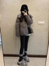 妙奕嘉棉服女士外套棉袄棉衣2026新款秋冬季女装短款加厚面包服女小个子 灰色爱心抽绳防风面包服 L 【建议115-130斤】 实拍图