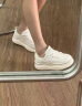 凯恩拉迪（Ken Radi）皮质小白鞋子女款夏季2024新款厚底轻便透气休闲鞋女鞋平底板鞋女 白黑色 5003-9 35 晒单实拍图
