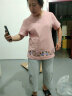 俞兆林（YUZHAOLIN）夏季棉麻妈妈装短袖两件套装2024新款中年妇女宽松绣花显瘦T恤中 橘粉色 2XL(建议106-120斤) 晒单实拍图