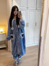 REJIP史迪仔珊瑚绒情侣睡衣女秋冬季款加厚加绒长款睡袍男士家居服套装 蓝色史迪奇套装(上衣+裤子) XXL(建议130-160斤) 实拍图