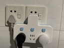 公牛（BULL）转换插头/品字形一转三插座/无线转换插座/电源转换器 适用卧室、厨房 3位分控开关插座 蓝白款 实拍图