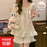 带胸垫睡衣女款夏季短袖甜美蝴蝶结少女公主风宽松大码薄款家居服 6978-1#条纹小熊 L 实拍图