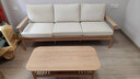 原始原素 实木沙发 橡木冬夏两用小户型客厅 原木色-米色三人位 G1061 实拍图