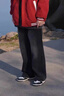RLZN胖子大码直筒微喇牛仔裤男士春秋季宽松阔腿弯刀裤子潮牌长裤 黑色 5XL (195) 205-230斤 实拍图