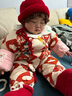 papa爬爬冬连体衣婴儿衣服宝宝夹棉拜年服男女童新年爬服宝宝衣服 红色 90cm 实拍图