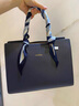 歌诗嫚（Geshiman）包包女新款中年女士大气百搭时尚牛皮手提通勤单肩斜挎包礼物7127 皇室蓝（配蓝色丝巾） 实拍图
