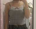 妙奕嘉蕾丝吊带背心女夏季新款带胸垫可外穿内搭无袖打底衫纯欲辣妹上衣 胸前小蝴蝶结蕾丝吊带【灰色】 实拍图