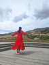 尚简纷茶卡盐湖旅拍长裙新款仙女纯色雪纺连衣裙连帽度假沙滩裙大摆长裙 红色加长款 建议身高160以上穿 XL 120-135斤 实拍图