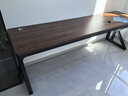 韵他实木电脑桌子双人电竞桌台式办公桌简约现代学习桌长方形书桌 黑胡桃桌+黑架【升级特厚30mm】 240*60*75cm 实拍图