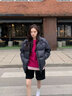 花田衣亩羽绒服女2024新款冬季oversize加厚面包服宽松简约外套90%白鸭绒 黑色 90%鸭绒慵懒风 S#推荐体重（90-110斤） 实拍图