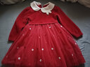 戴维贝拉（DAVE＆BELLA）女童连衣裙国风宝宝裙子洋气儿童网纱裙幼儿公主裙秋冬新年童裙 红色【现货】 120 cm（建议身高110-120cm） 实拍图