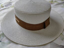 ALBINELE草帽女夏天复古英伦平顶礼帽韩版沙滩帽防晒遮阳帽ins网红平顶帽 白色 实拍图