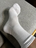 北极绒毛巾底袜子男士秋冬加厚纯棉100%防臭吸汗抗菌耐磨运动中筒篮球袜 长筒白 【纯棉100%升级款】 4双 均码 实拍图