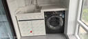 陌利蜂窝铝洗衣柜高低台盆洗衣池带搓板一体盆滚筒洗衣机柜伴侣定制 150CM左盆 珍珠白 送抽拉龙头 实拍图
