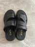 木林森头层牛皮凉鞋男士真皮2025夏新款开车户外凉拖两穿大码防滑沙滩鞋 黑色 运动鞋码，脚胖选大一码 38 (235mm) 实拍图