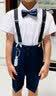罗蒙儿童背带礼服套装男童礼服毕业演出服中大童 藏青套装 170 实拍图