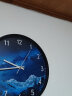 摩门 （Momen）挂钟 客厅欧式简约钟表 卧室14英寸石英钟表挂墙 雪山星河时钟 金属黑 HF0253 实拍图