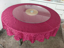 领格酒店桌布饭店餐厅台布家用宴会婚庆宴会圆形加厚布艺欧式圆桌桌布 双钩花酒红色 圆形2.0米 实拍图