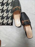 断码青蜓牌真皮包头半拖鞋外穿2023夏百搭穆勒女鞋中粗跟软底凉拖 黑色 37 实拍图