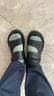 木林森头层牛皮凉鞋男士真皮2025夏新款开车户外凉拖两穿大码防滑沙滩鞋 黑色 运动鞋码，脚胖选大一码 38 (235mm) 实拍图