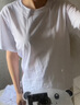 倾夕重磅纯棉圆领打底T恤白色短袖t恤女宽松纯色男女半袖上衣夏 白色短袖T恤 S  80-95斤 实拍图