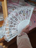 礼香馨 扇子 羽毛扇旗袍女扇子折扇黑色蕾丝扇走秀汉服道具扇子拍照神器 白色蕾丝 实拍图