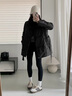 妙奕嘉棉服女秋冬季厚外套女款中长款黑色面包棉服2025新款羽棉绒袄棉衣 腰带方格棉服【黑色】 XL （建议125-140斤） 实拍图