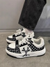 归蓝字母加绒厚底保暖休闲鞋子男女款冬季情侣面包增高老爹运动板潮鞋 白黑【单里款】 42 实拍图