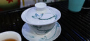 唯古 手绘三才盖碗茶杯泡茶大号单个白瓷功夫敬沏茶具青花三炮台陶瓷中式小清新荷花 大素色荷花（满杯200ml） 实拍图